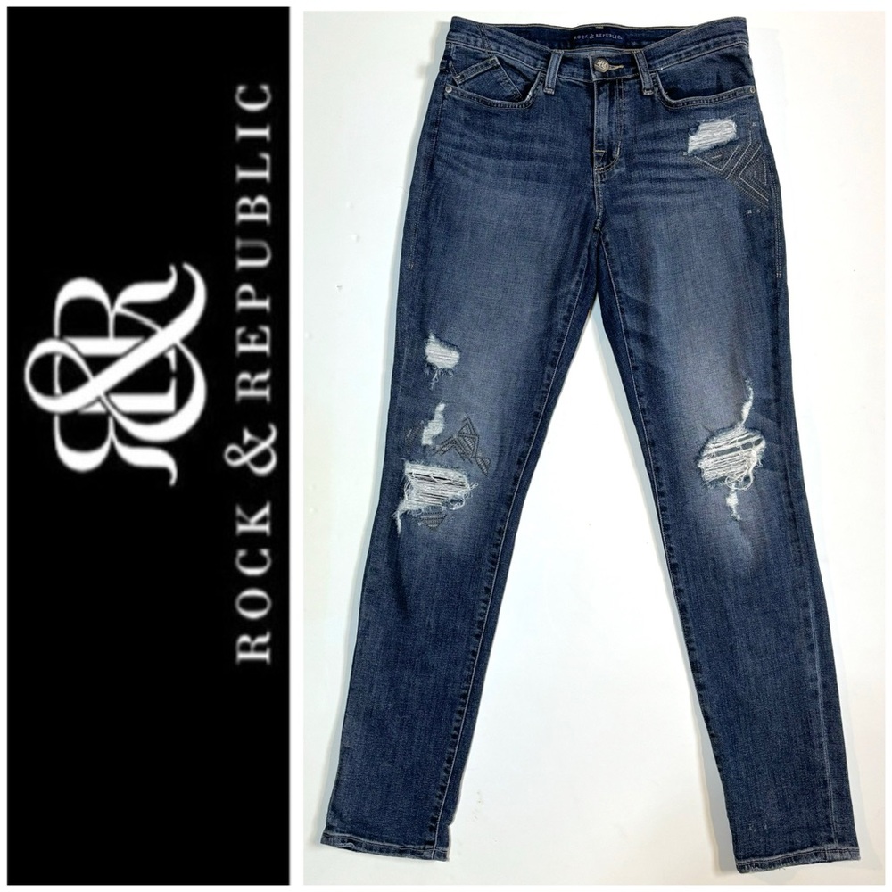 Rock & Republic Berlin Distressed Skinny Jeans 6